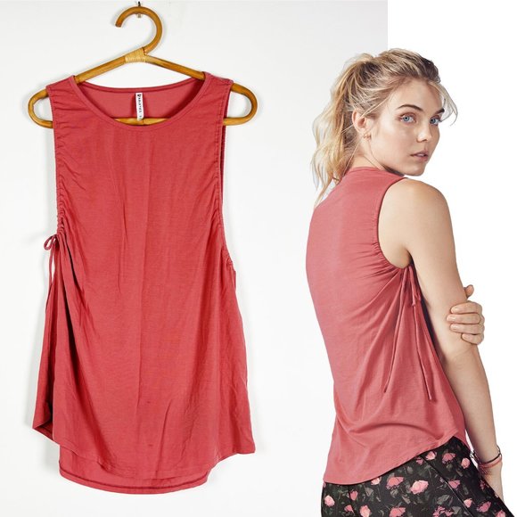 Fabletics pink side gathered loose tank top size Medium athletic athleisure - Picture 1 of 8